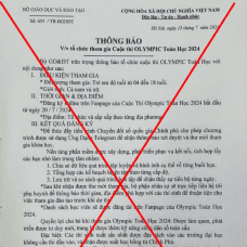 Cảnh báo việc giả mạo văn bản của Bộ Giáo dục và Đào tạo mời tham gia Olympic Toán 2024